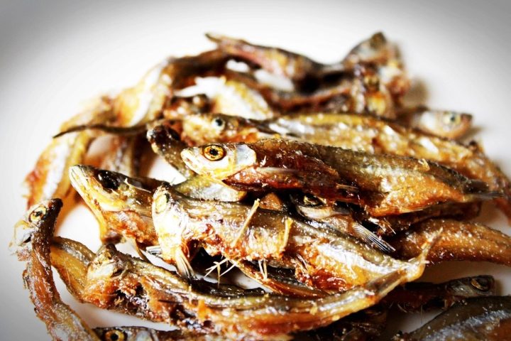 Nguyên liệu cá bống trước khi đưa vào mẻ sấy tại xưởng gia công